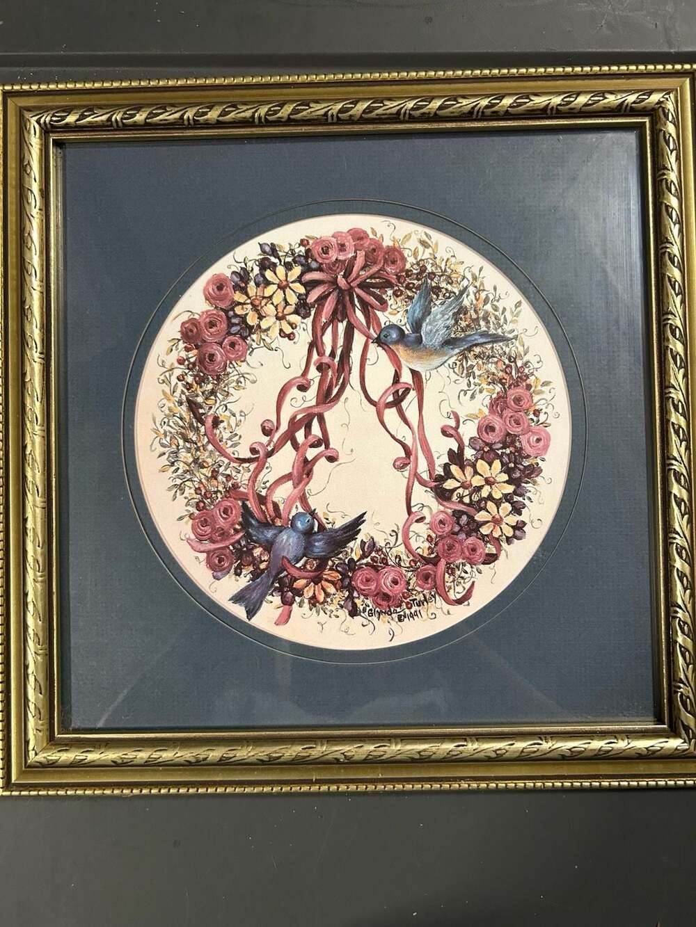 Glynda Turley Framed Floral Wreath Art Print 1991